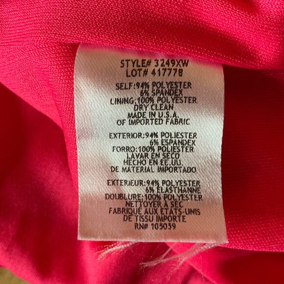 XSCAPE Colorful High Low Midi Sheath Ruffled V-Neck Cocktail Dress Red Size 20W - Picture 9 of 11